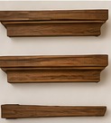 Wood mantel style options for a masonry fireplace.