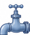 Illustration of a blue municipal water faucet